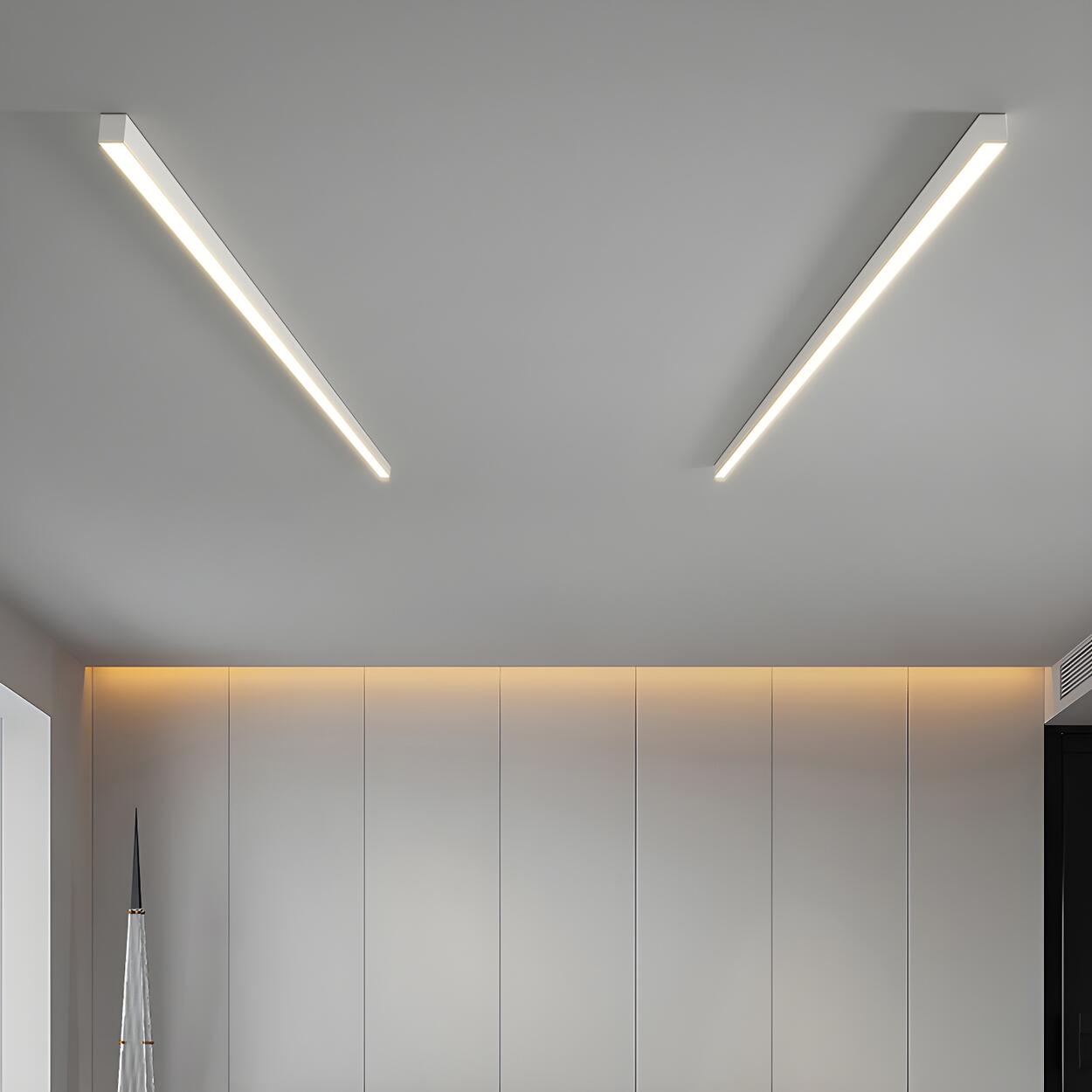 Minimalist Linear Black LED Flush Mount Ceiling Light