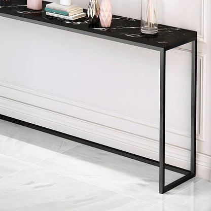 Minimalist Rectangular Marble Top White Console Table