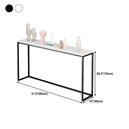 Minimalist Rectangular Marble Top White Console Table