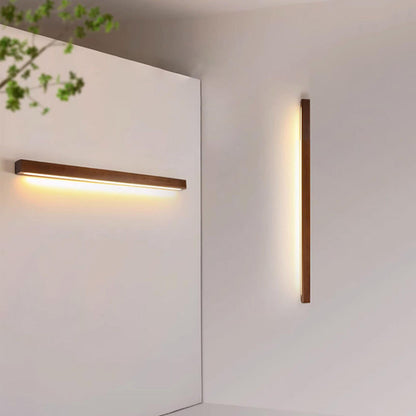 Minimalist Rectangular Wooden Linear LED Vanity Light