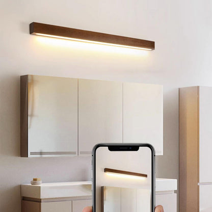 Minimalist Rectangular Wooden Linear LED Vanity Light