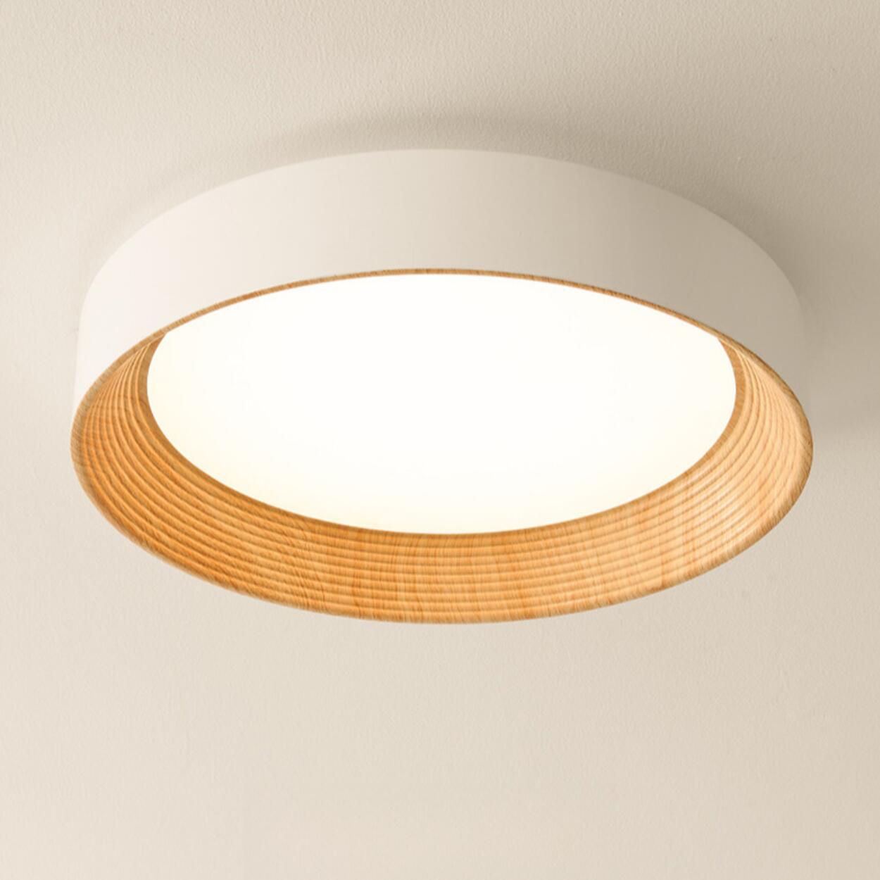 Minimalist Walnut Round Flush Mount Ceiling Light