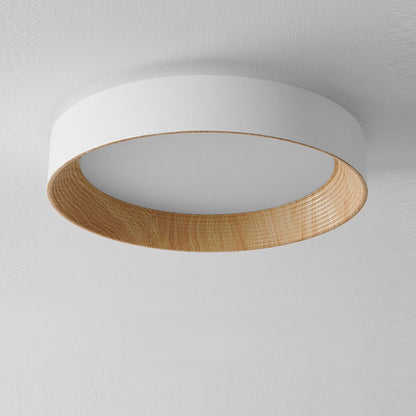 Minimalist Walnut Round Flush Mount Ceiling Light