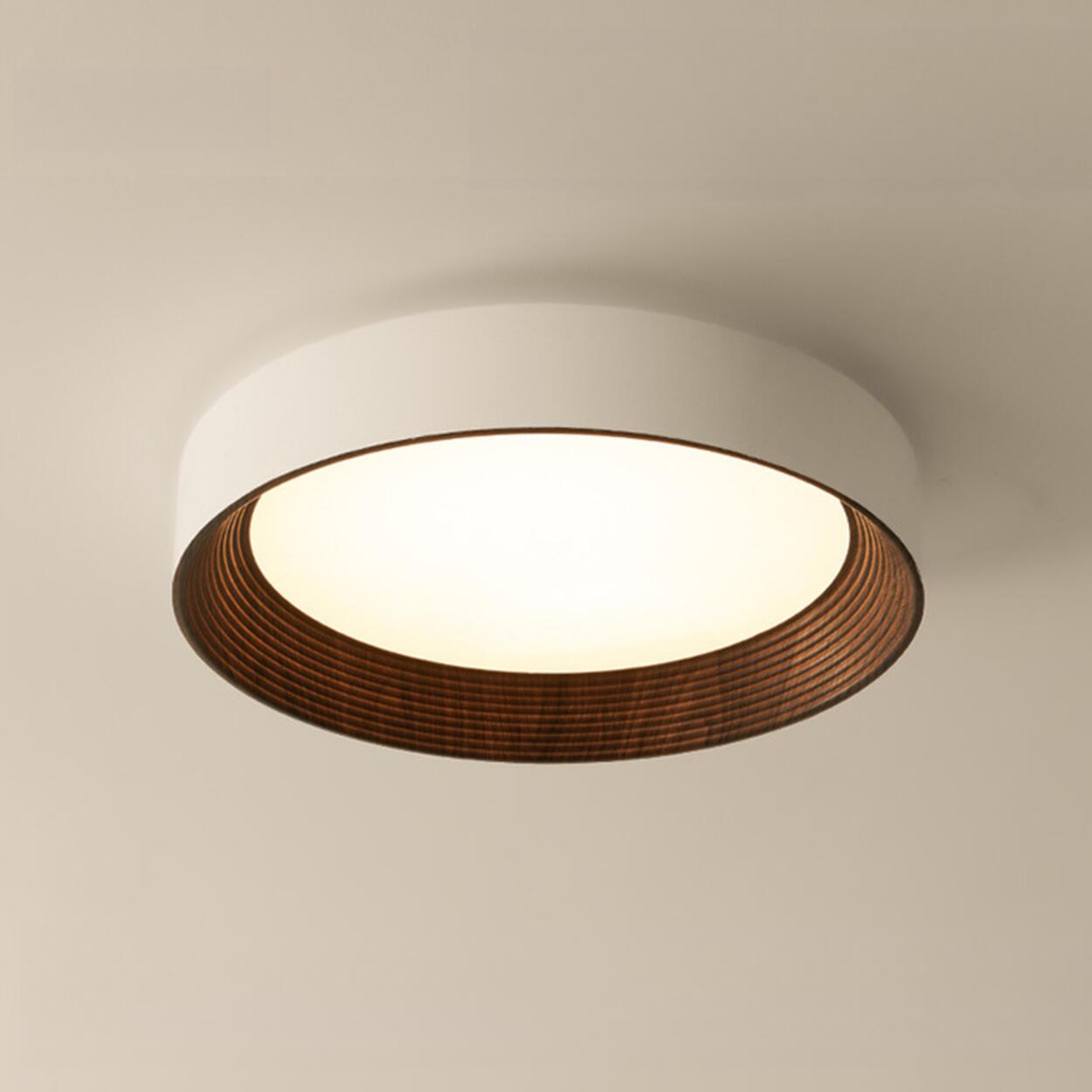 Minimalist Walnut Round Flush Mount Ceiling Light