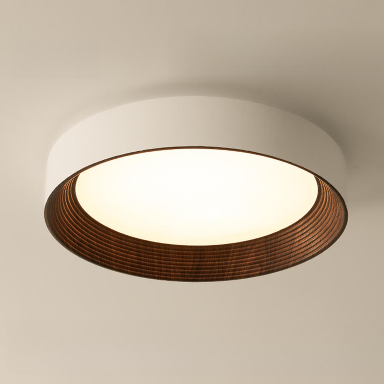 Minimalist Walnut Round Flush Mount Ceiling Light