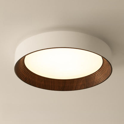 Minimalist Walnut Round Flush Mount Ceiling Light