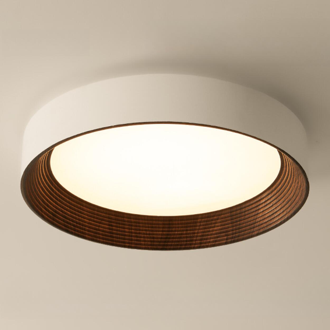 Minimalist Walnut Round Flush Mount Ceiling Light