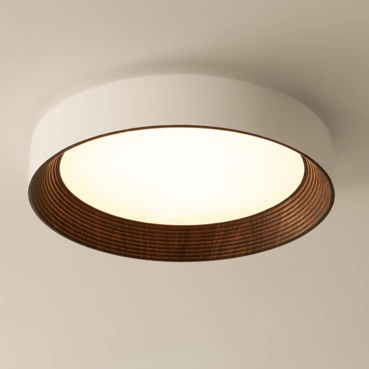 Minimalist Walnut Round Flush Mount Ceiling Light