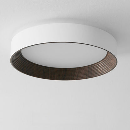 Minimalist Walnut Round Flush Mount Ceiling Light