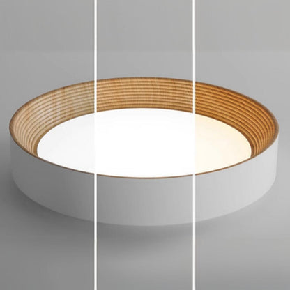 Minimalist Walnut Round Flush Mount Ceiling Light