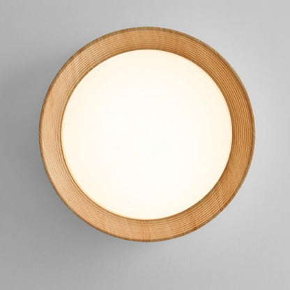 Minimalist Walnut Round Flush Mount Ceiling Light