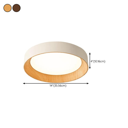 Minimalist Walnut Round Flush Mount Ceiling Light