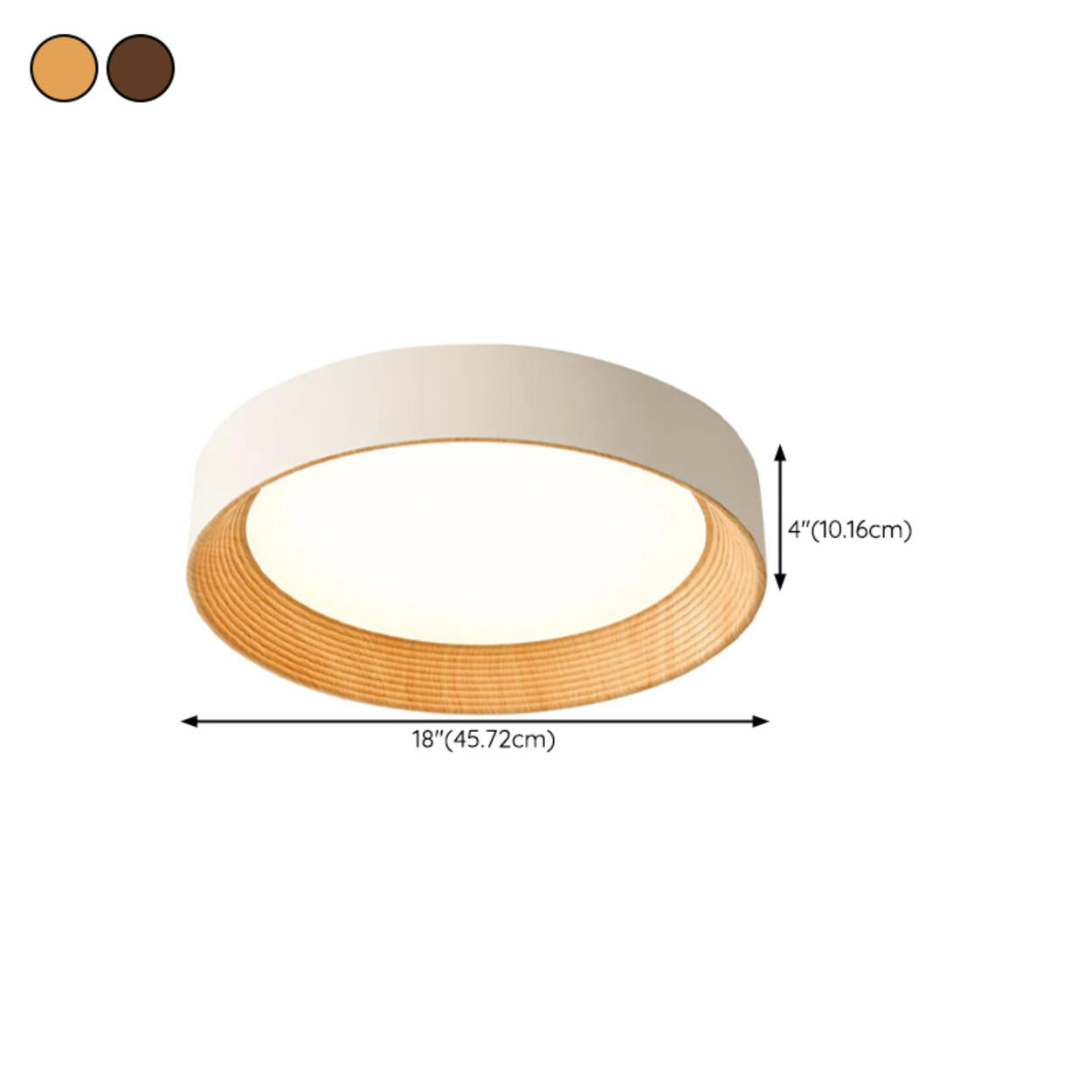 Minimalist Walnut Round Flush Mount Ceiling Light