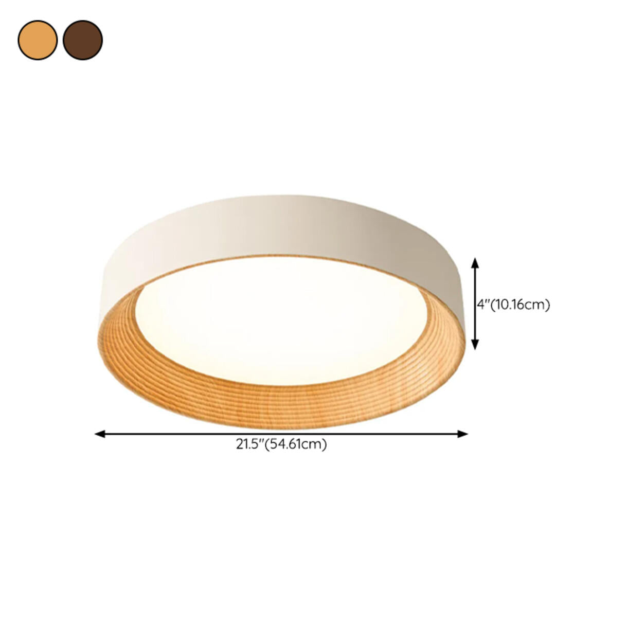 Minimalist Walnut Round Flush Mount Ceiling Light