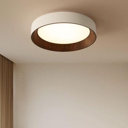 Minimalist Walnut Round Flush Mount Ceiling Light