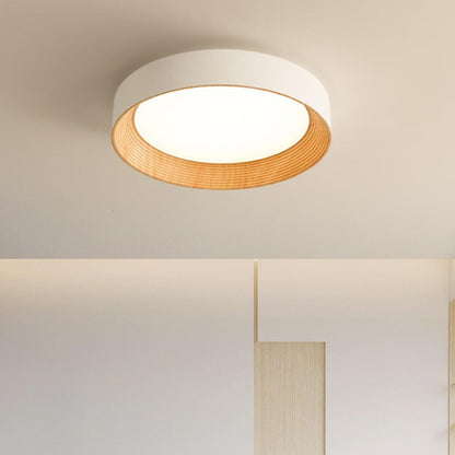 Minimalist Walnut Round Flush Mount Ceiling Light