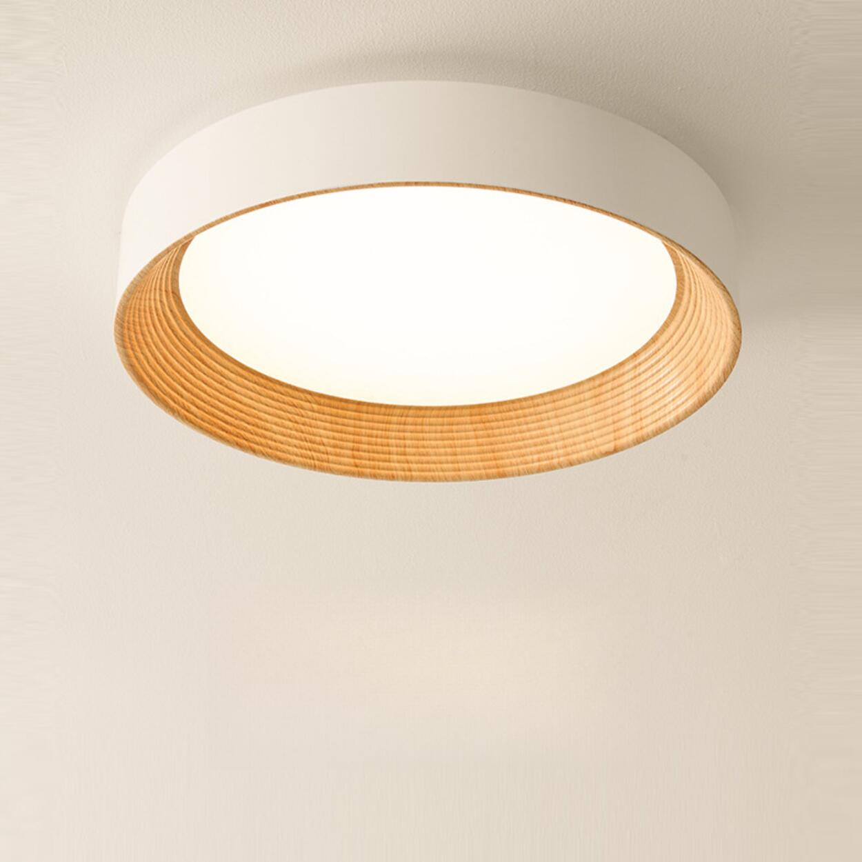 Minimalist Walnut Round Flush Mount Ceiling Light