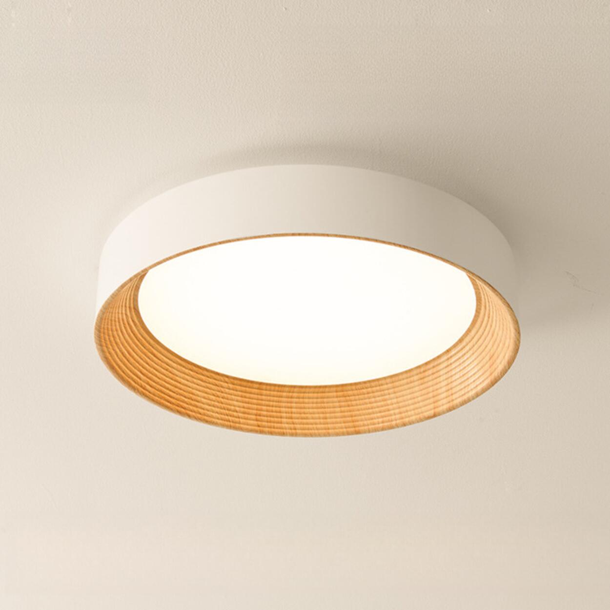 Minimalist Walnut Round Flush Mount Ceiling Light