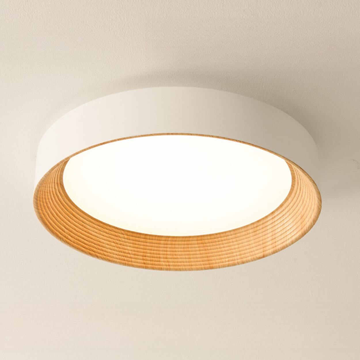 Minimalist Walnut Round Flush Mount Ceiling Light