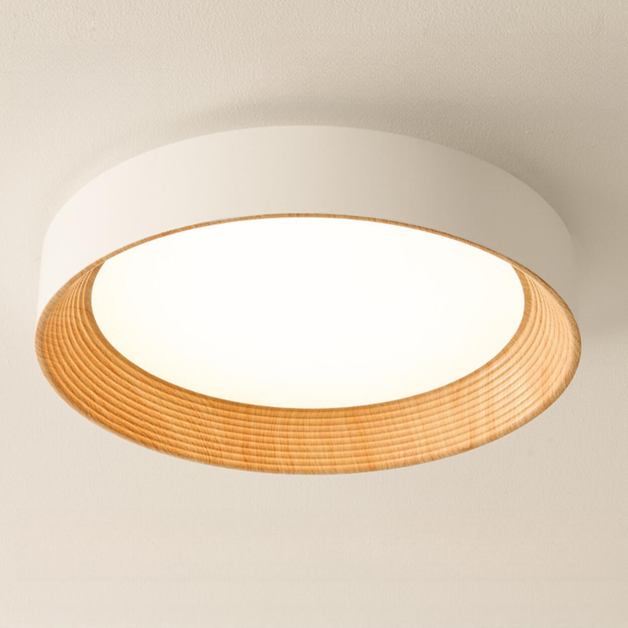 Minimalist Walnut Round Flush Mount Ceiling Light