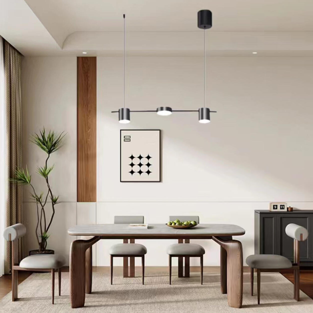 Modern Adjustable 3-Light Cylinder Island Pendant Light