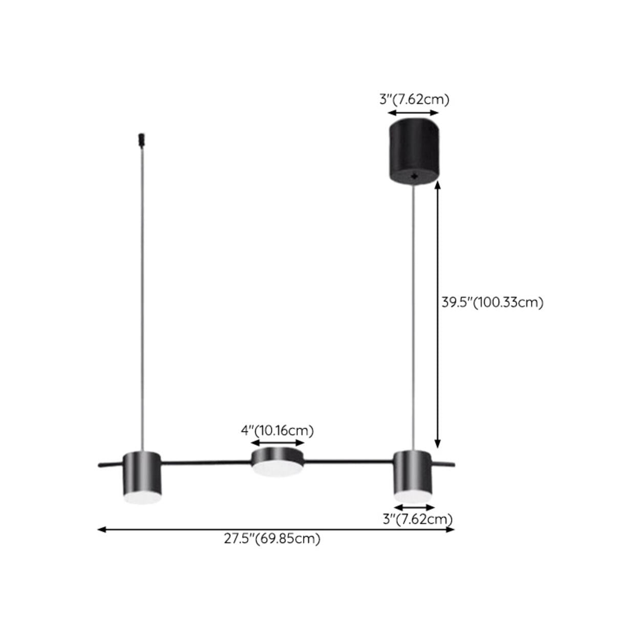 Modern Adjustable 3-Light Cylinder Island Pendant Light