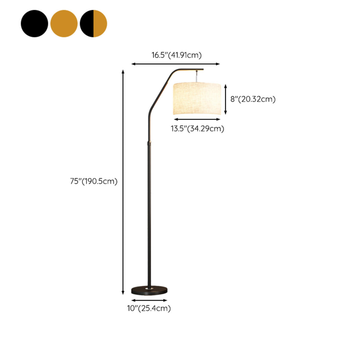 Modern Adjustable Barrel Gold Metal Floor Lamp