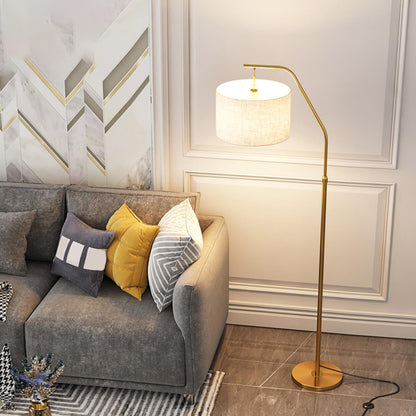 Modern Adjustable Barrel Gold Metal Floor Lamp