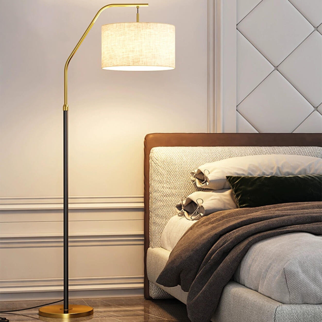 Modern Adjustable Barrel Gold Metal Floor Lamp