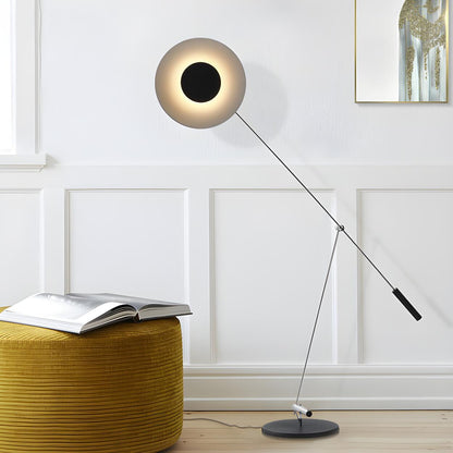 Modern Adjustable Black Disc Metal LED Floor Lamp