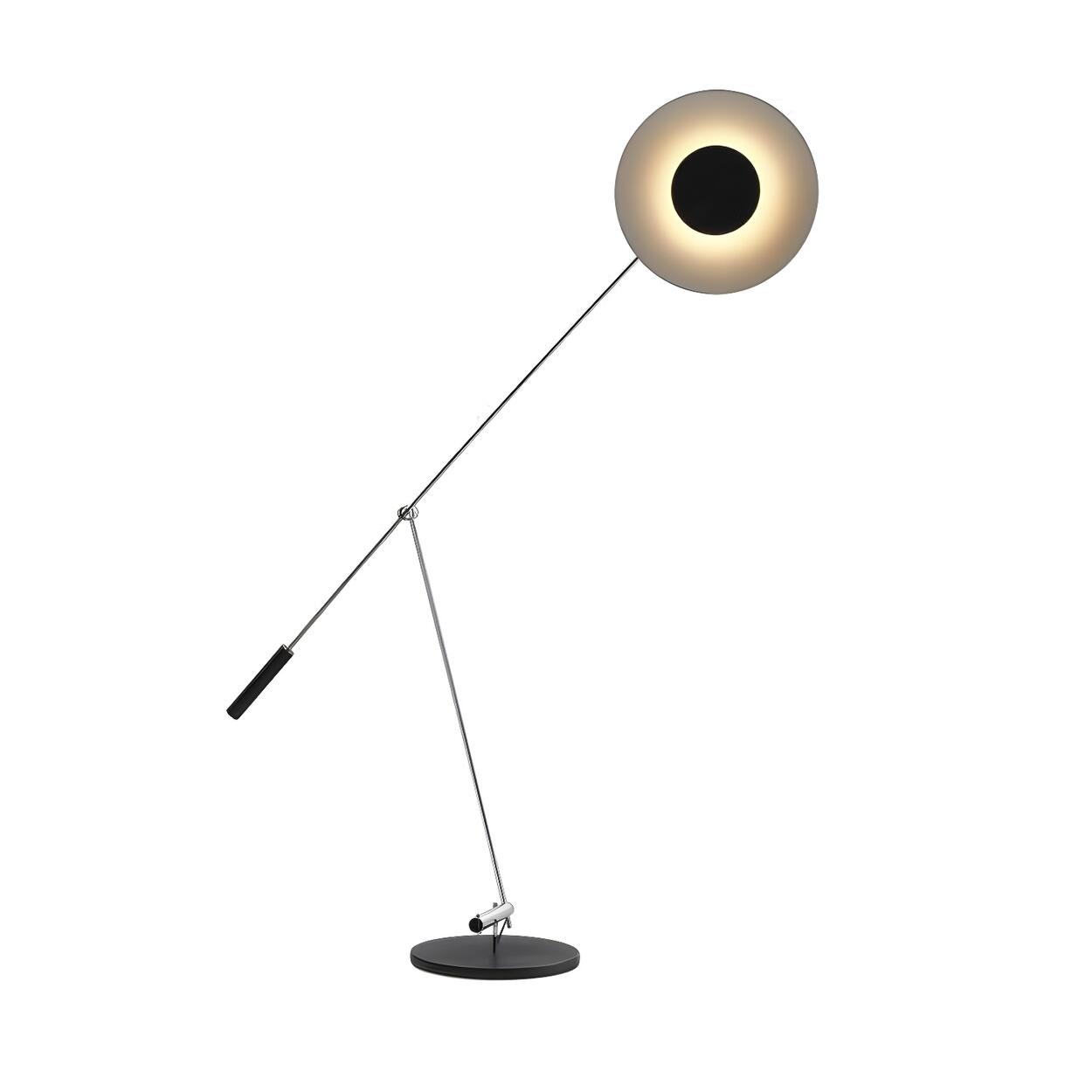 Modern Adjustable Black Disc Metal LED Floor Lamp