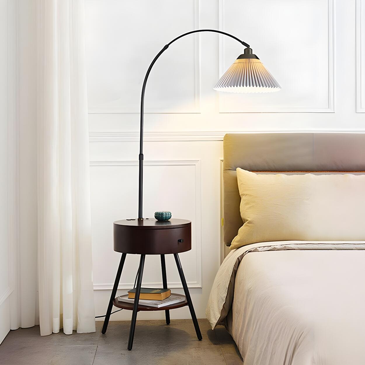 Modern Adjustable Cone Bedside Side Table Floor Lamp