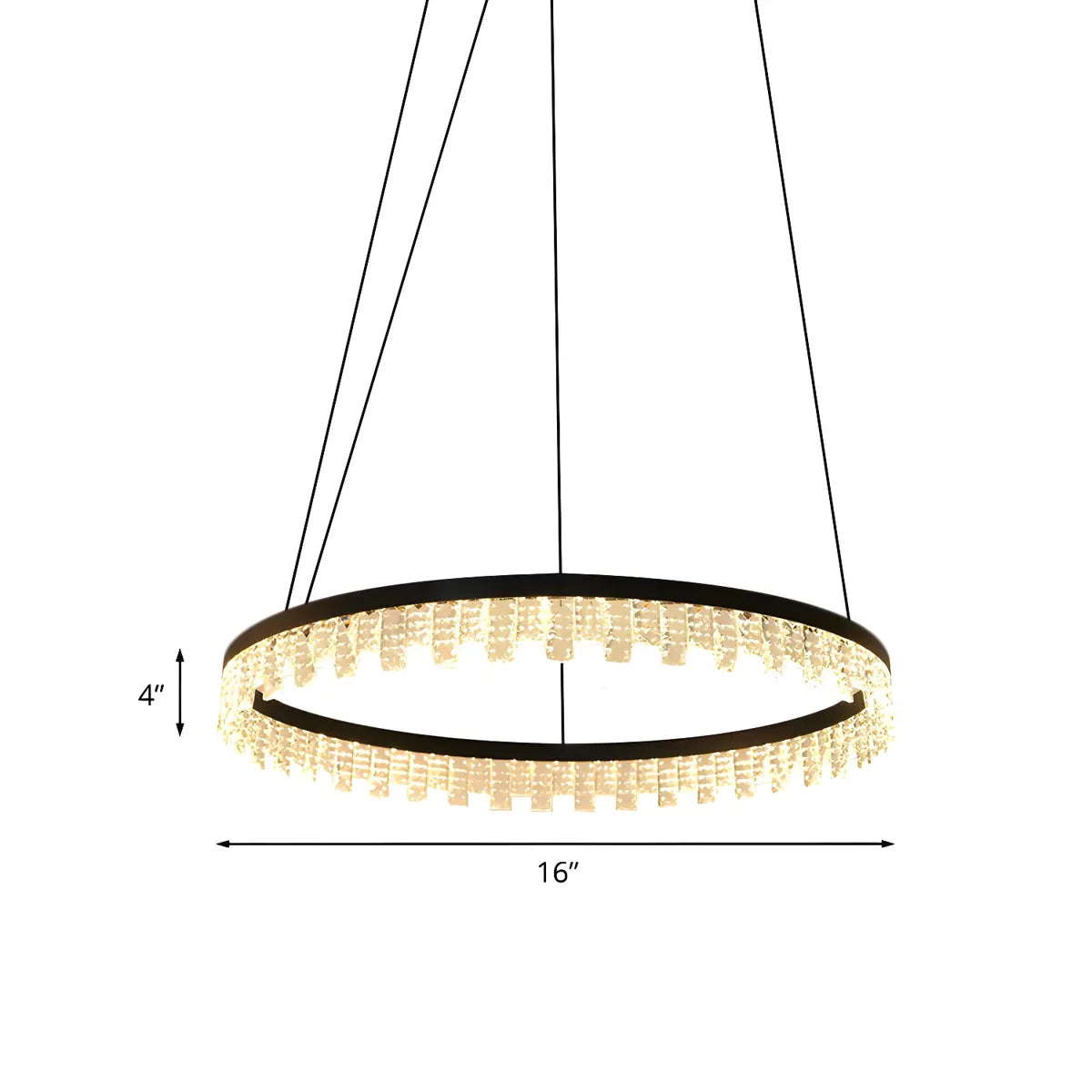 Modern Bedroom Black Crystal LED Circle Pendant Chandelier