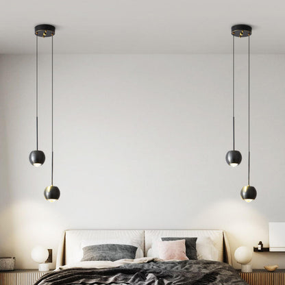 Modern Bedroom Globe Metal Dual Black Sphere Pendant Light