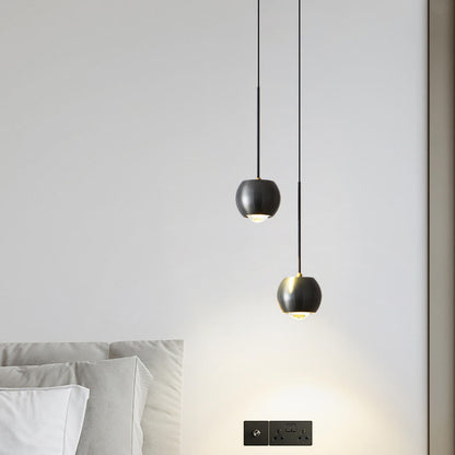 Modern Bedroom Globe Metal Dual Black Sphere Pendant Light