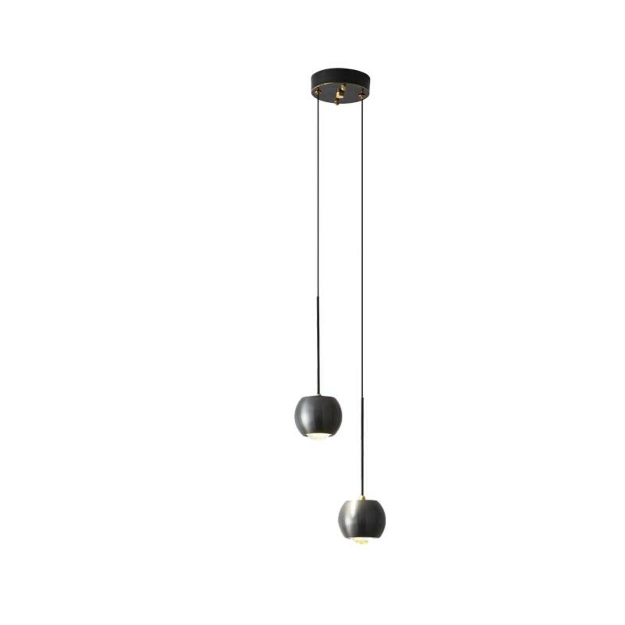 Modern Bedroom Globe Metal Dual Black Sphere Pendant Light