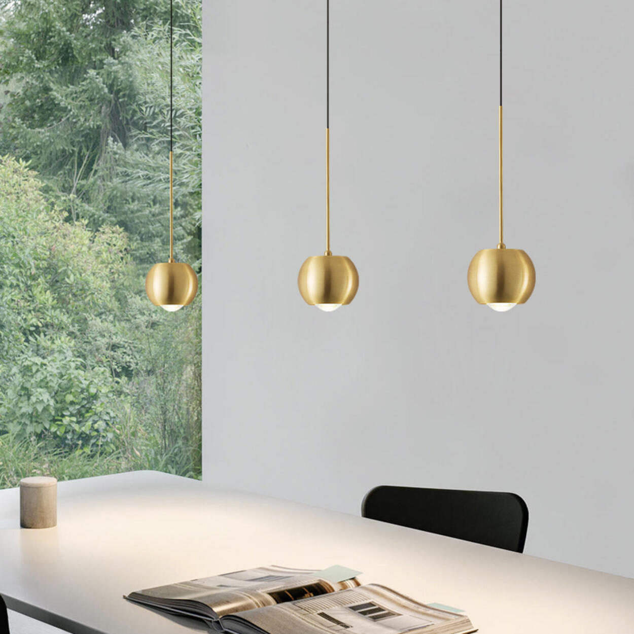 Modern Bedroom Globe Metal Dual Black Sphere Pendant Light