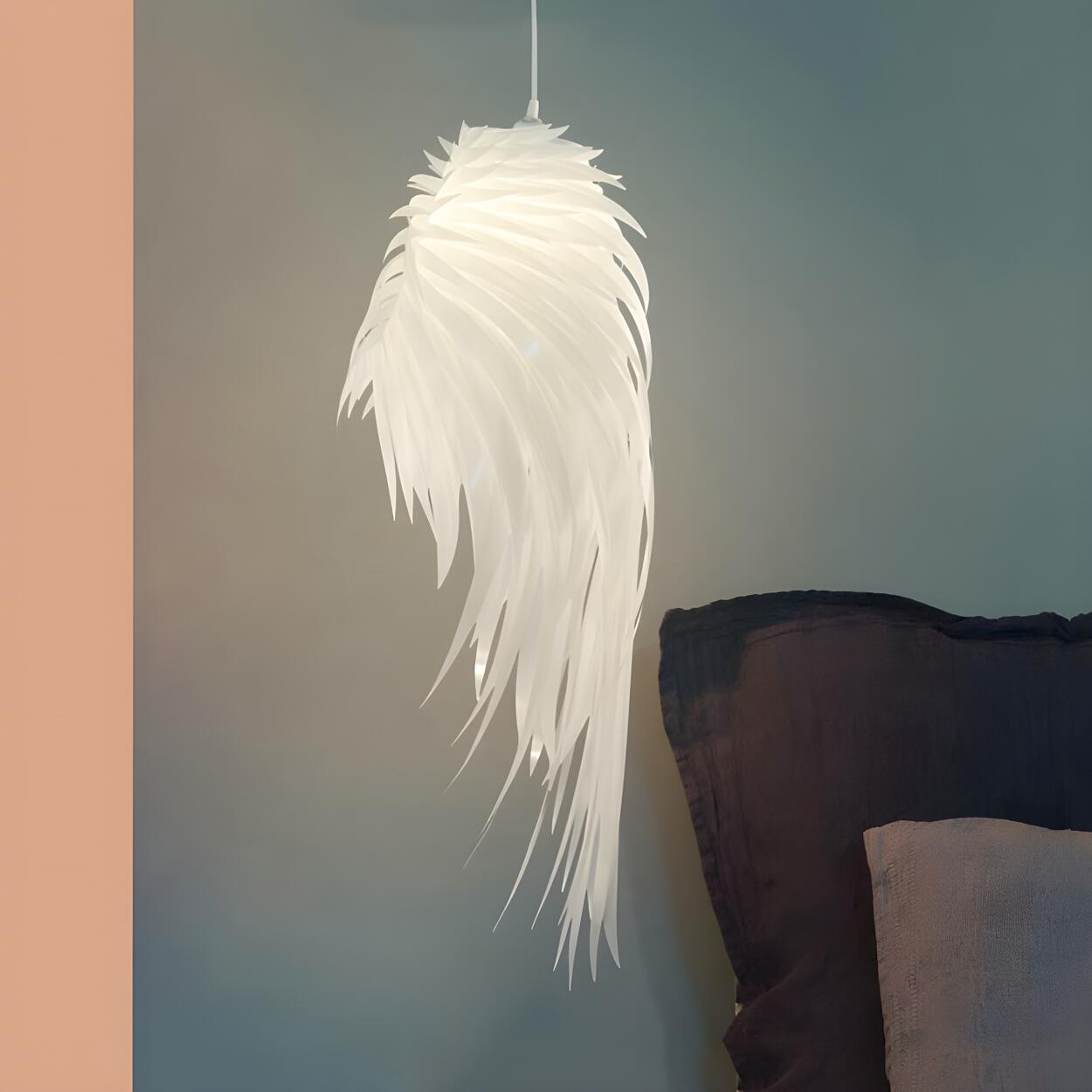 Modern Bedroom Stylish Feather White Pendant Light