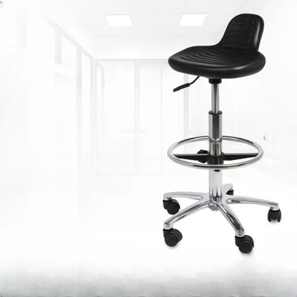 Modern Black Alloy Low Back Office Stool with Casters