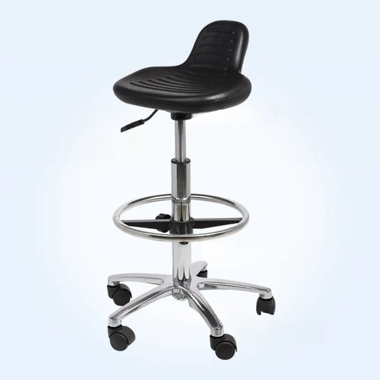 Modern Black Alloy Low Back Office Stool with Casters