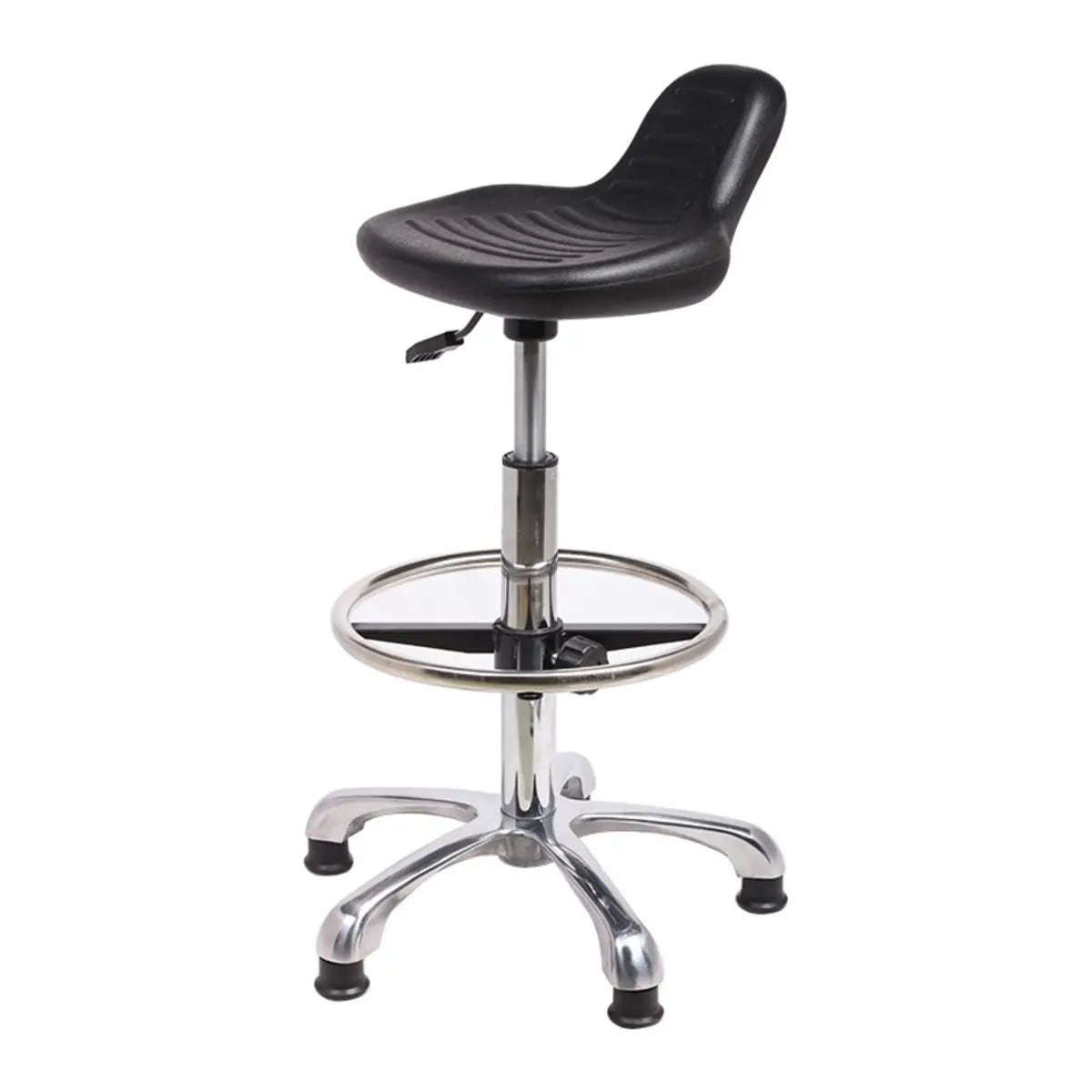 Modern Black Alloy Low Back Office Stool with Casters