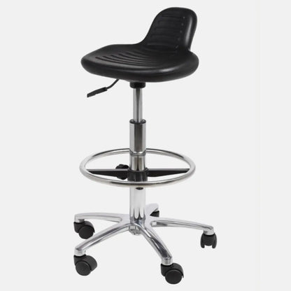 Modern Black Alloy Low Back Office Stool with Casters