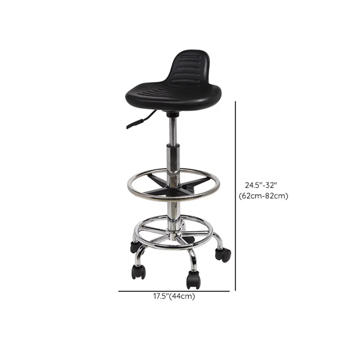 Modern Black Alloy Low Back Office Stool with Casters