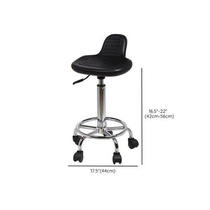 Modern Black Alloy Low Back Office Stool with Casters