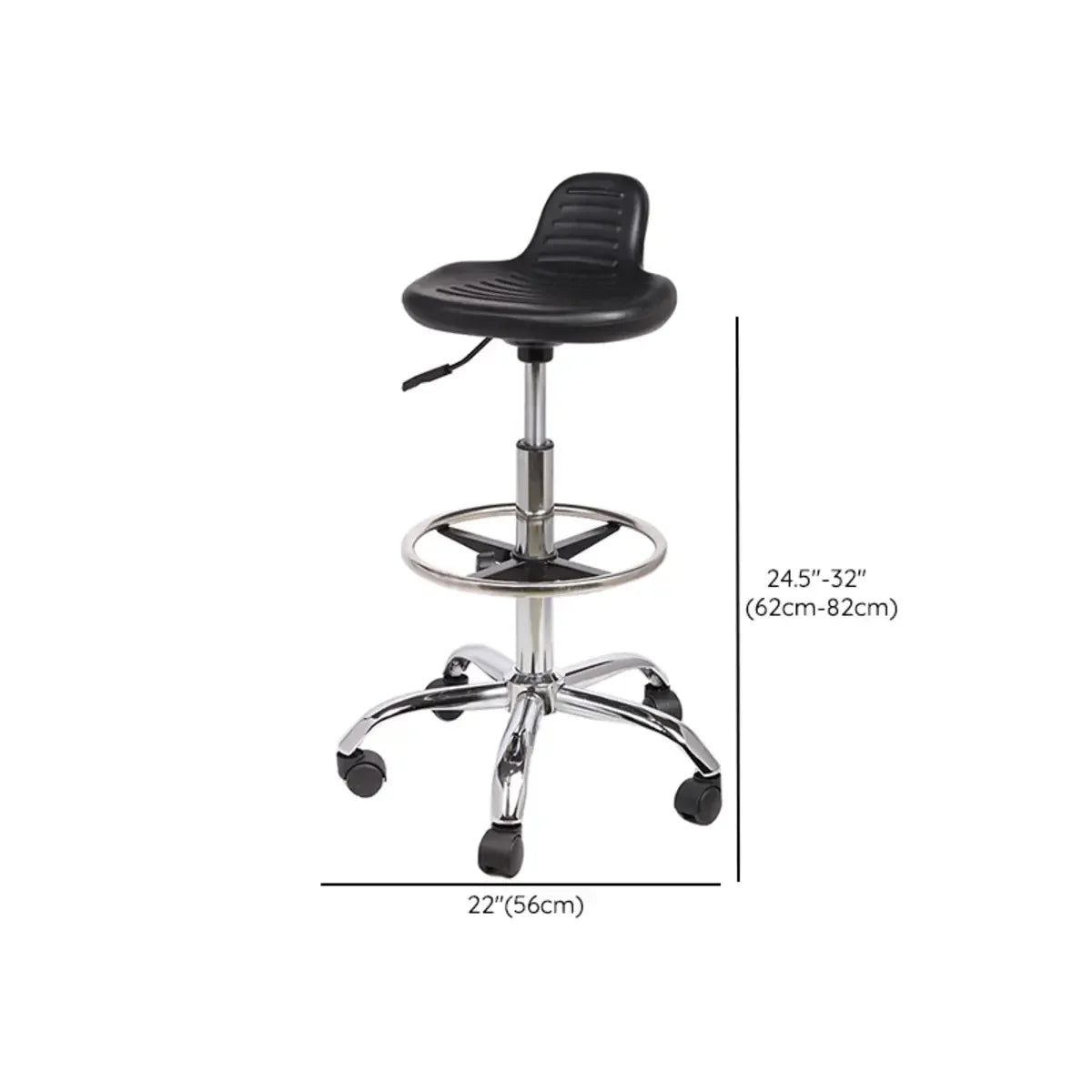 Modern Black Alloy Low Back Office Stool with Casters