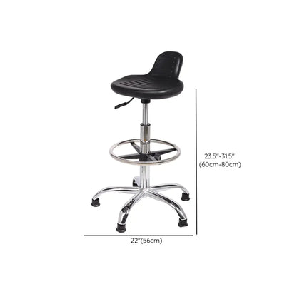 Modern Black Alloy Low Back Office Stool with Casters