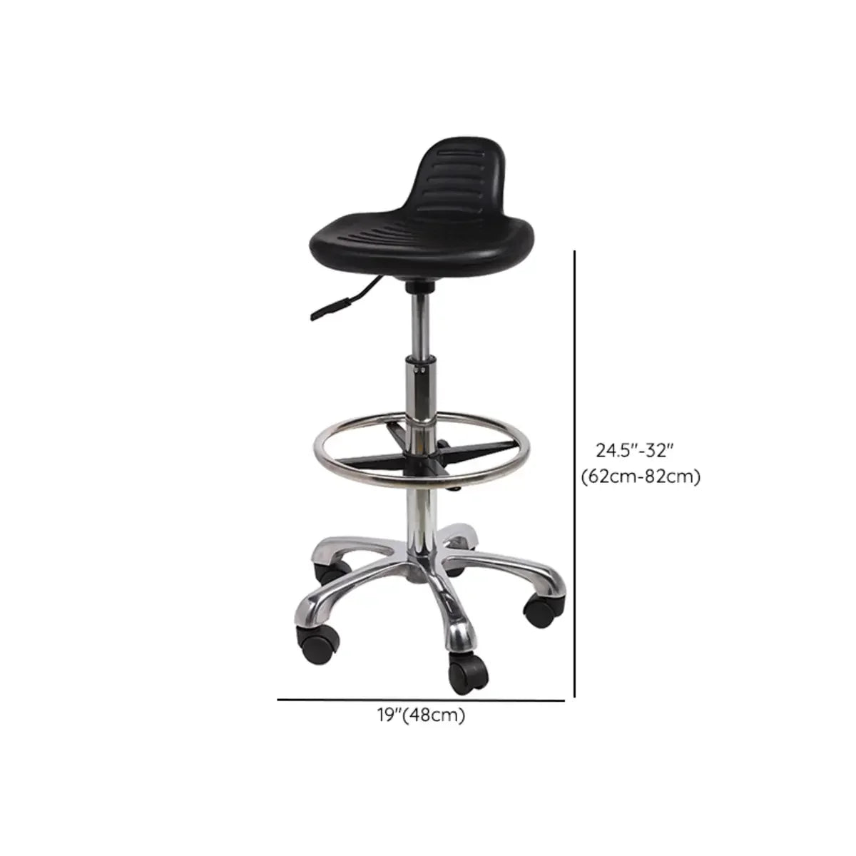 Modern Black Alloy Low Back Office Stool with Casters