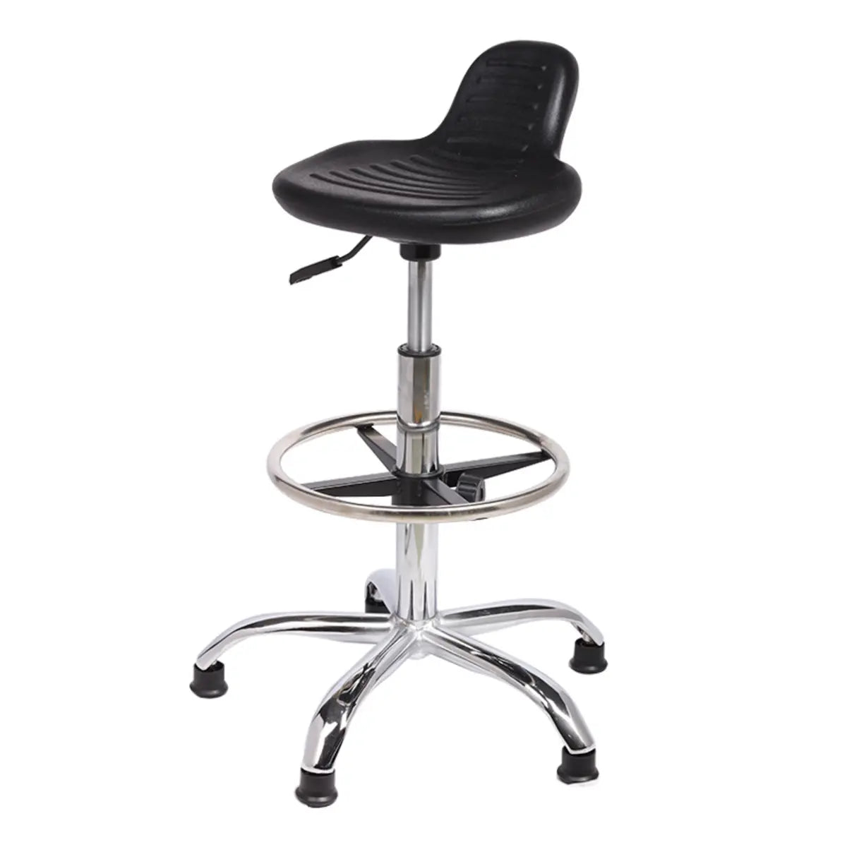 Modern Black Alloy Low Back Office Stool with Casters