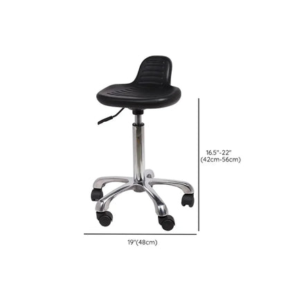 Modern Black Alloy Low Back Office Stool with Casters