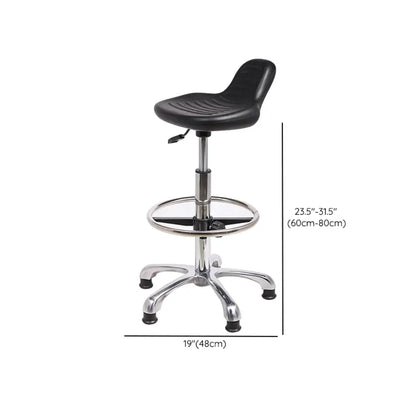 Modern Black Alloy Low Back Office Stool with Casters